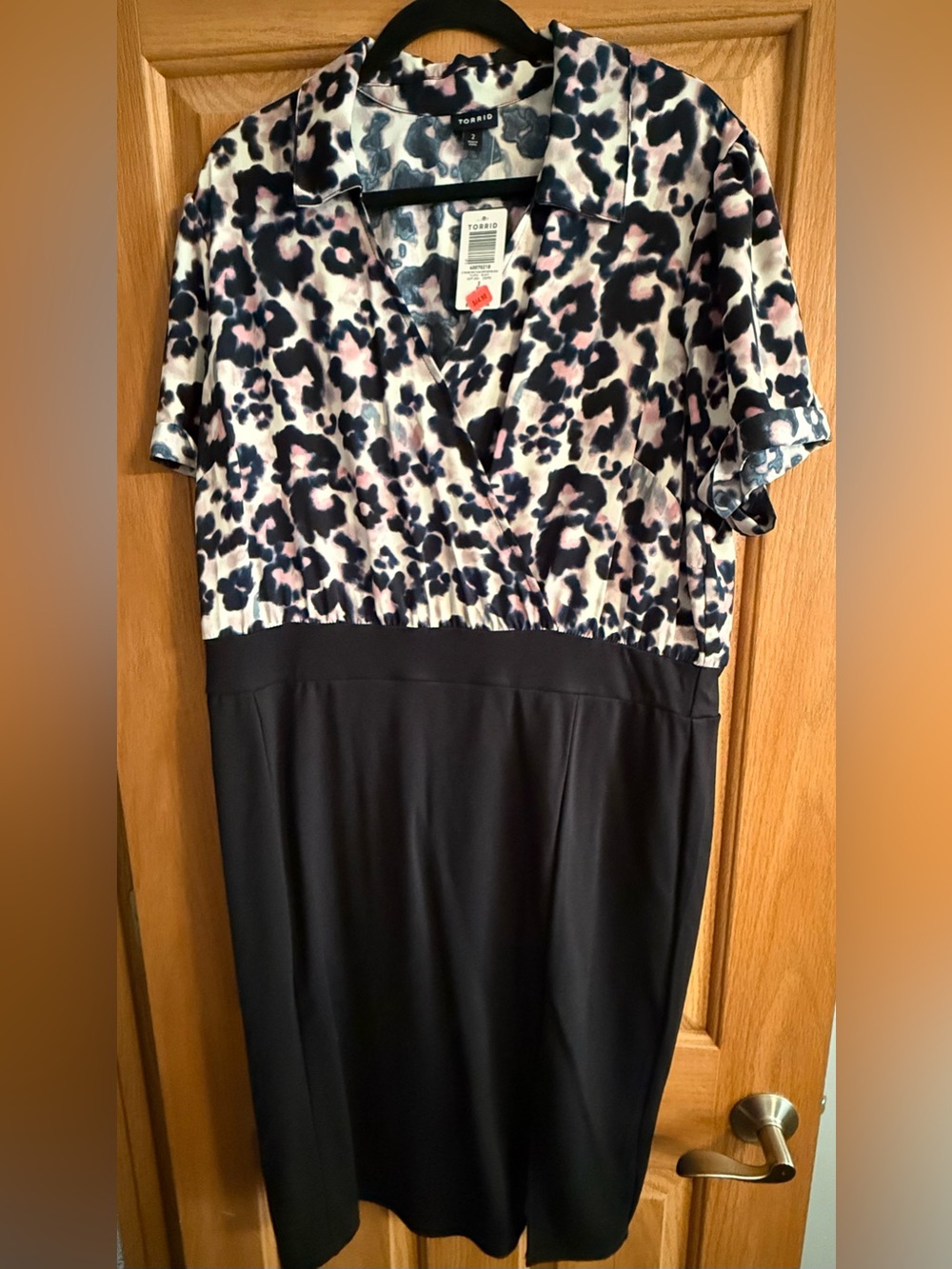 Torrid at the Knee Ponte Studio Crepe Bodycon Pink and Black Floral Midi Dress